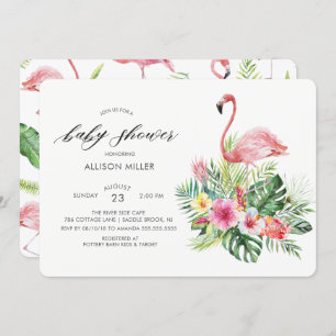 Modern Tropical Flamingo Baby shower Invitation