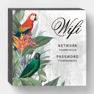 Modern Tropical Floral Botanical Wifi Password Wooden Box Sign