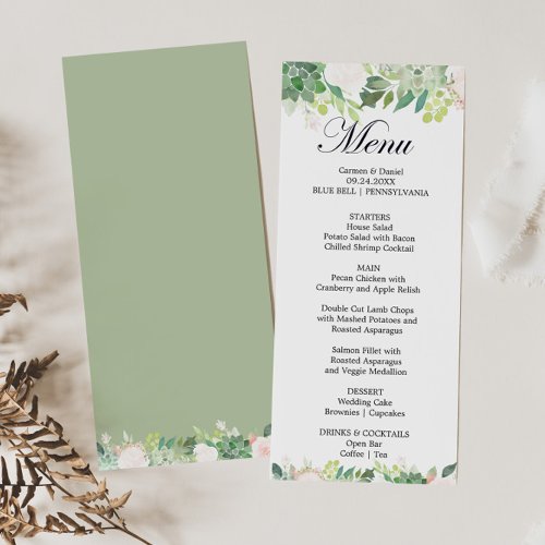 Modern Tropical Floral Dinner Menu Card