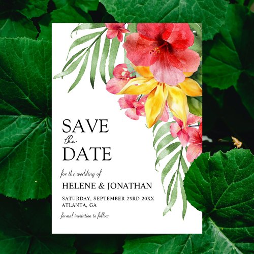 Modern Tropical Floral Elegant Destination Wedding Save The Date
