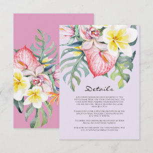 Modern Tropical Floral Hawaii Wedding Enclosure Card