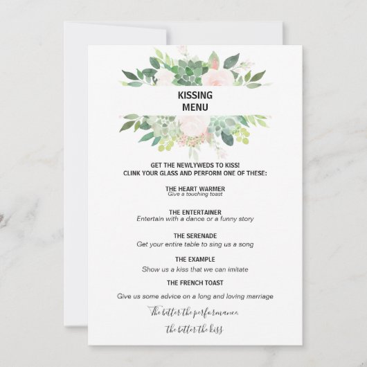 Modern Tropical Floral Kissing Menu (Front)
