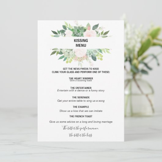 Modern Tropical Floral Kissing Menu (Standing Front)