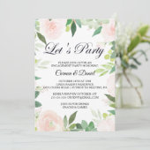 Modern Tropical Floral Let's Party Invitation (Standing Front)
