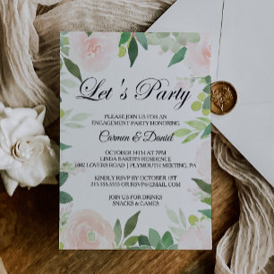 Modern Tropical Floral Let's Party Invitation