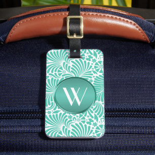 Modern Tropical Floral Monogrammed Luggage Tag