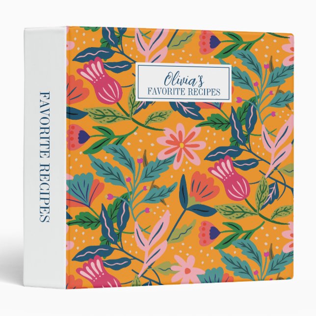 Modern Tropical Floral Pattern 3 Ring Binder (Front/Spine)