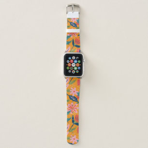 Modern Tropical Floral Pattern Apple Watch Band