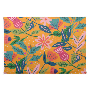 Modern Tropical Floral Pattern Cloth Placemat
