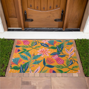Modern Tropical Floral Pattern Doormat