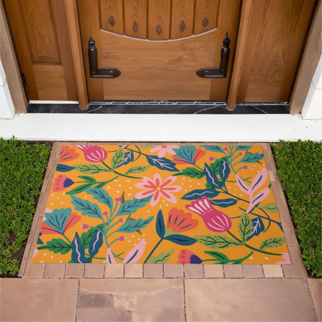 Modern Tropical Floral Pattern Doormat (Outdoor)