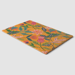 Modern Tropical Floral Pattern Fiber Doormat