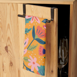 Modern Tropical Floral Pattern Kitchen Towel