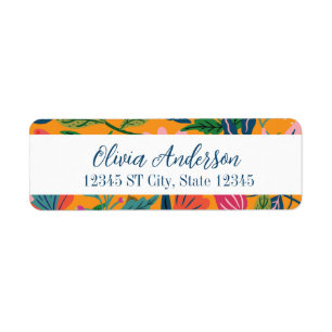 Modern Tropical Floral Pattern Label