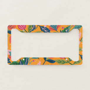 Modern Tropical Floral Pattern License Plate Frame