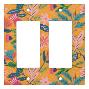 Modern Tropical Floral Pattern Light Switch Cover