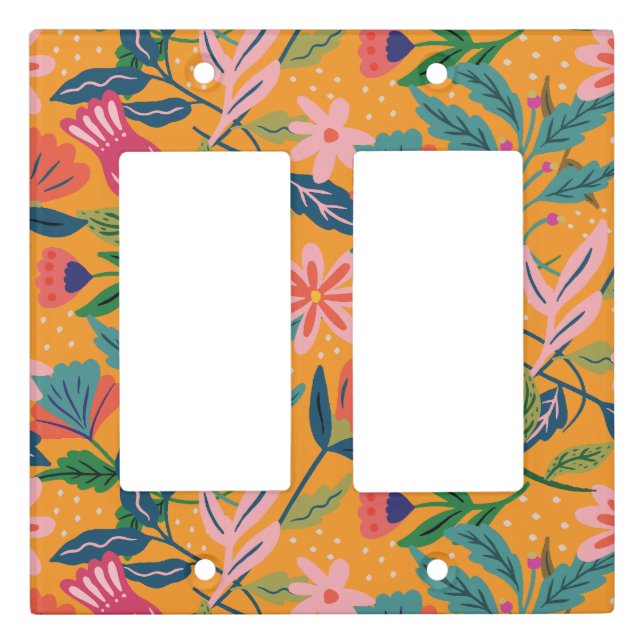 Modern Tropical Floral Pattern Light Switch Cover (Front)