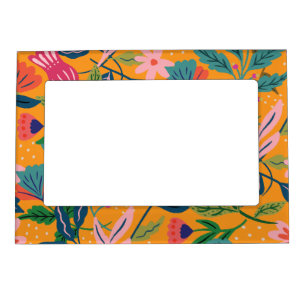 Modern Tropical Floral Pattern Magnetic Frame