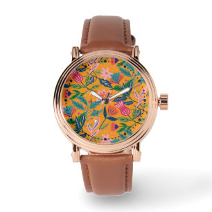 Modern Tropical Floral Pattern Watch