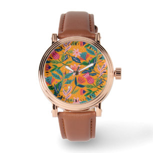Modern Tropical Floral Pattern Watch