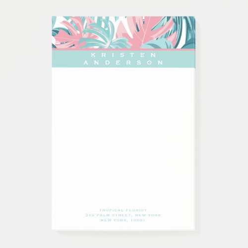 Modern Tropical Floral Personalized Name Business Post_it Notes
