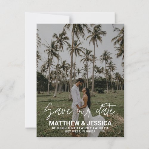Modern Tropical Floral Photo Save the Date
