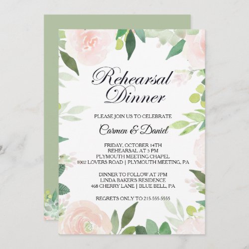 Modern Tropical Floral Rehearsal Dinner Invitation