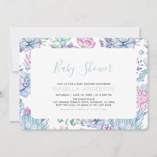 Modern Tropical Floral Summer Boy Baby Shower Invitation (Front)