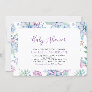 Modern Tropical Floral Summer Girl Baby Shower Invitation