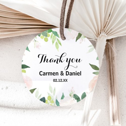 Modern Tropical Floral Thank You Favor Classic Round Sticker