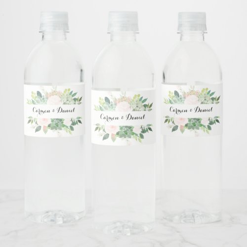 Modern Tropical Floral Water Bottle Label
