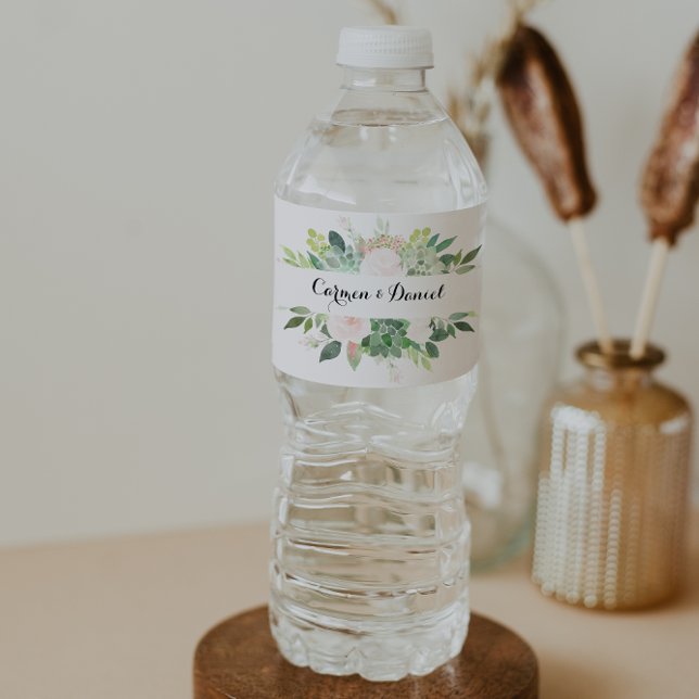 Modern Tropical Floral Water Bottle Label (Creator Uploaded)