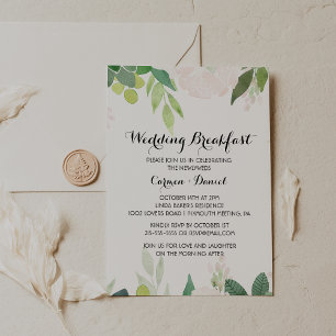 Modern Tropical Floral Wedding Breakfast Invitation
