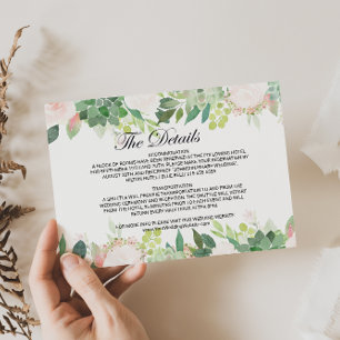 Modern Tropical Floral Wedding Details Insert Card