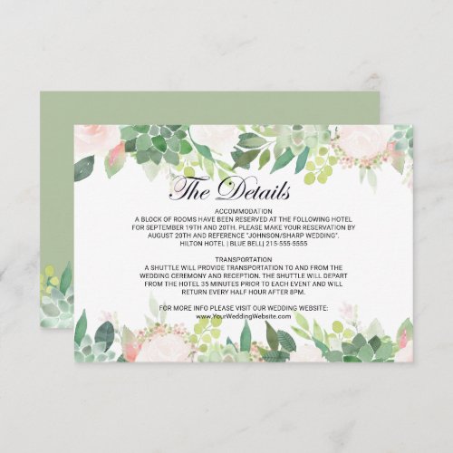 Modern Tropical Floral Wedding Details Insert Card