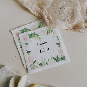 Modern Tropical Floral Wedding Napkin