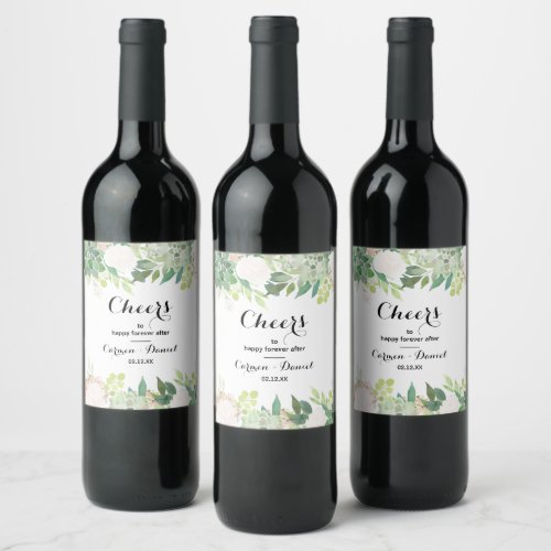 Modern Tropical Floral Wedding Wine Labels