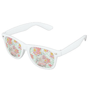 Modern tropical flowers seashells geometric design retro sunglasses