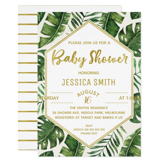 Modern Tropical Foliage Baby Shower Invitation | Zazzle.com