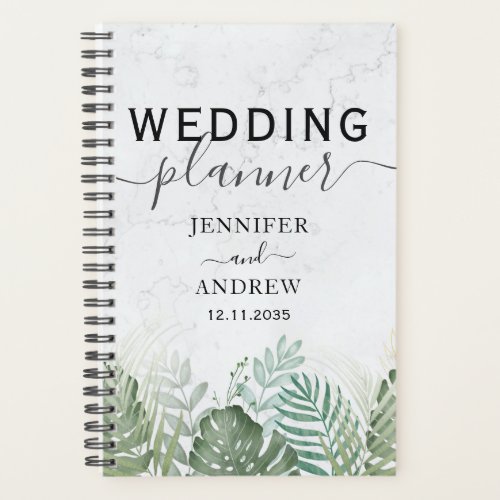 Modern Tropical Foliage Sage Green Wedding Planner