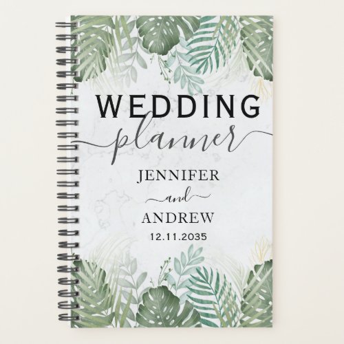 Modern Tropical Foliage Sage Green Wedding Planner