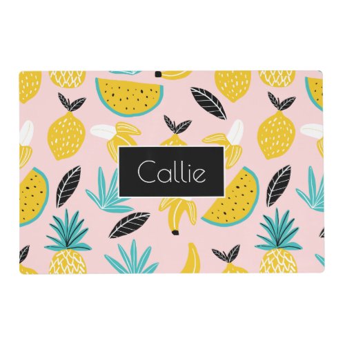 Modern Tropical Fruits Pattern Personalized Pet Placemat
