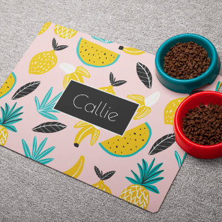 Modern Tropical Fruits Pattern Personalized Pet Placemat