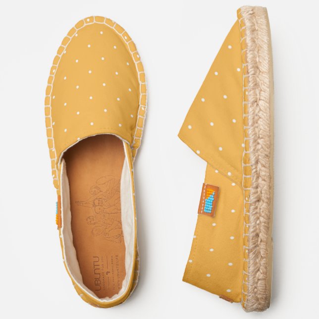 Modern Tropical Gamboge Orange White Dot Pattern Espadrilles (Side)