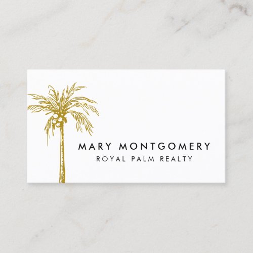Modern Tropical Gold Palm Tree Professional Business Card