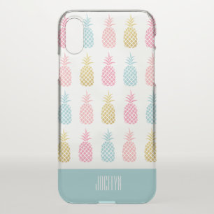 Modern Tropical Gold Pineapple Monogram iPhone X Case