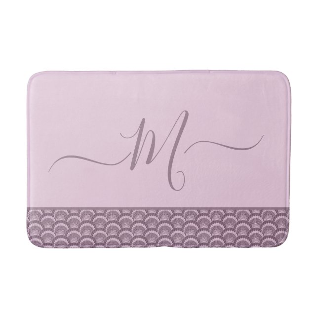 Modern Tropical Gray Seashell Shell Elegant Chic B Bath Mat (Front)