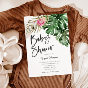 Modern Tropical Greenery Baby Shower Invitation