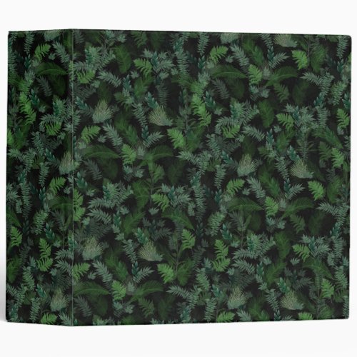 Modern Tropical Greenery Black Green Foliage  3 Ring Binder