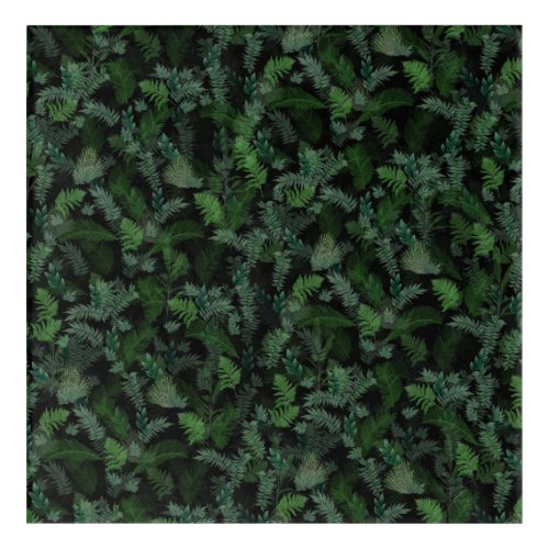 Modern Tropical Greenery Black Green Foliage  Acrylic Print